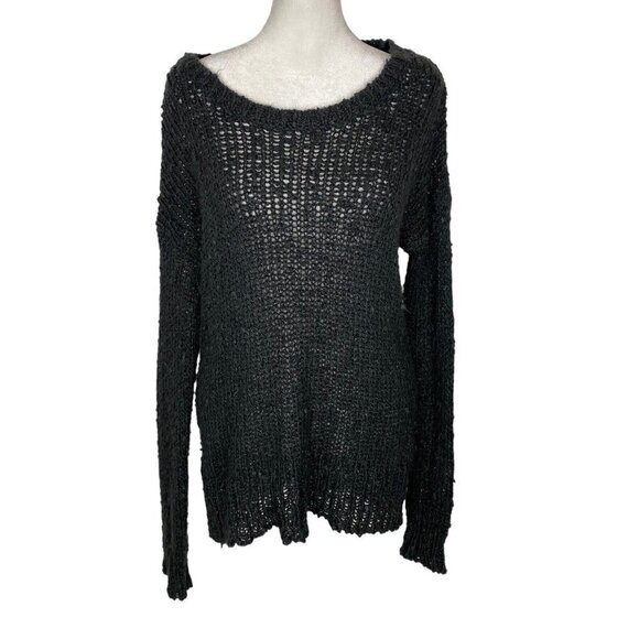 BILLABONG Long Sleeve Open Knit Pullover Sweater Dark Gray S 62-9 - Picture 1 of 14